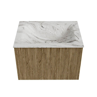 Mondiaz KURVE-DLUX Badkamermeubelset - 60x46x40cm - 1 lade - wastafel solid surface - midden - 1 kraangat - Dusk