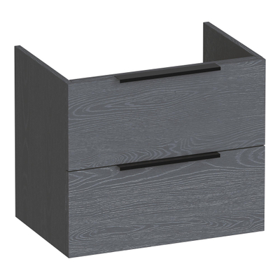 BRAUER Elevate meuble sous-lavabo peu profond 60 sans poignées rapportées 2 tiroirs à fermeture douce et 1 découpe pour siphon - Timber Grey