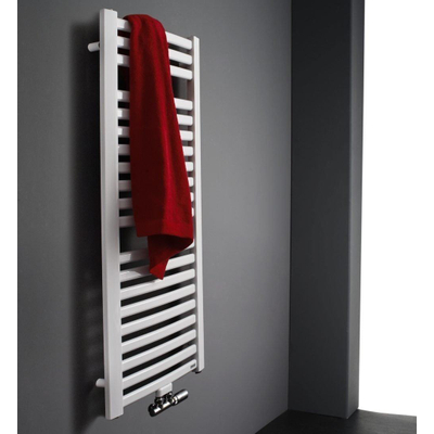 Instamat Milano gebogen elektrische handdoekradiator 75.5x149.5cm 1000watt inclusief wandconsoles wit