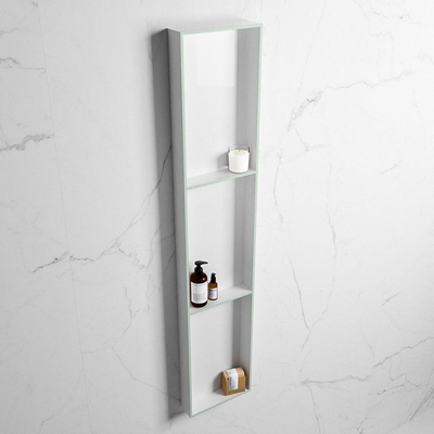 Mondiaz Easy nis 29.5x149.5x8cm voor Inbouw/opbouw 3 open vakken Solid surface Talc/Greey