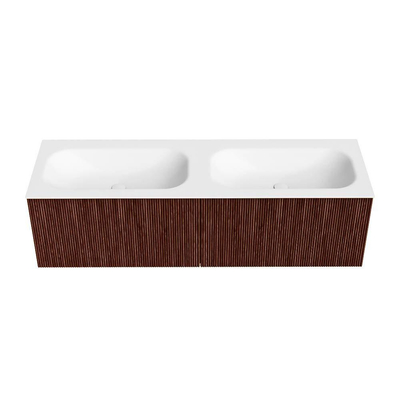 Mondiaz KURVE Badkamermeubelset - 150x46x40cm - 2 lade - wastafel solid surface - dubbel - zonder kraangat - Ruby