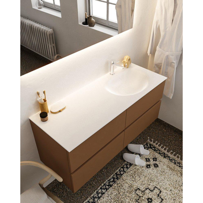 Mondiaz VICA ensemble de meuble de salle de bain - 120cm - meuble sous-vasque repos - 4 tiroirs - lavabo moon droite - 1 trou de robinet - version XL 60cm haut