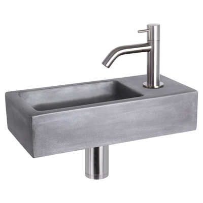 Differnz Ravo pack lave-mains – 38,5 x 18,5 x 9 cm – béton gris foncé – robinet courbé chromé mat