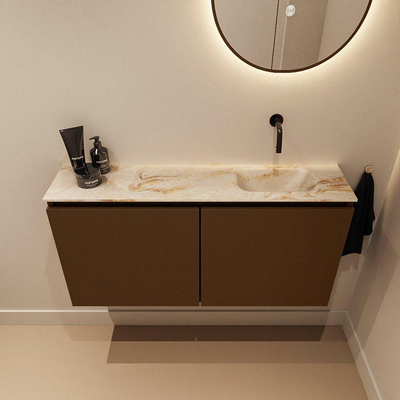 MONDIAZ TURE-DLUX Meuble toilette - 100cm - Rust - EDEN - vasque Frappe - position droite - sans trou de robinet