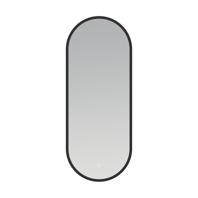Arcqua Framed Miroir - 40x100cm - ovale - vertical - LED avant - noir mat