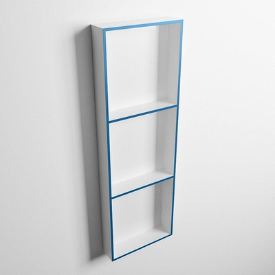 Mondiaz Easy nis 29.5x89.5x8cm voor Inbouw/opbouw 3 open vakken Solid surface Talc/Jeans