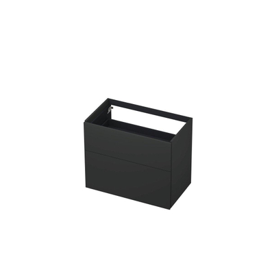 INK Meuble sous-lavabo - 80x45x65cm - 2 tiroirs - push to open - avec façades rapportées droites - laqué MDF - Anthracite mat