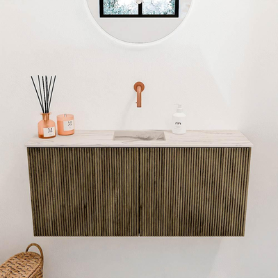 Mondiaz JOYA-DLUX 90cm meuble de salle de bains - couleur Dusk - Vasque FAYE position Milieu Sans trou de robinet couleur Nata.