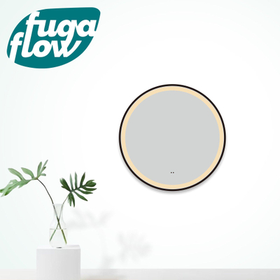 FugaFlow Eccelente Arredo Miroir avec éclairage rond diamètre 120cm avec éclairage LED intégré avec chauffe miroir et interrupteur infrarouge Noir mat