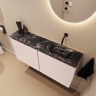 MONDIAZ TURE-DLUX Meuble toilette - 100cm - Rosee - EDEN - vasque Lava - position droite - sans trou de robinet