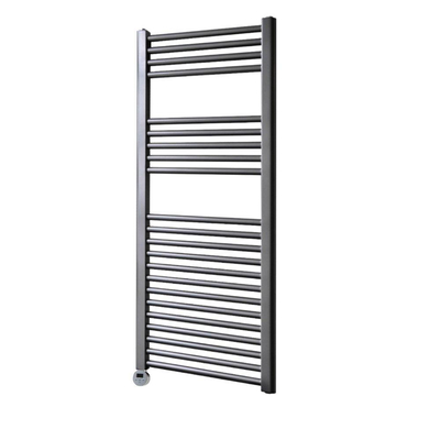 Sanicare Elektrische Radiator - 111.8x60cm - 730W - design - thermostaat - chroom - linksonder - gunmetal (antraciet)