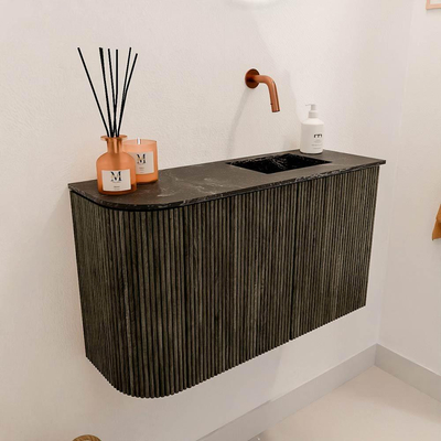 Mondiaz JOYA-DLUX 71.6cm toiletmeubel - ronding links kleur Shadow - Wastafel FAYE positie Rechts Zonder kraangat kleur Lava.