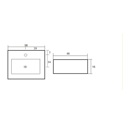 Best Design Class Lavabo 60x46x16cm avec 1 trou pour robinet porcelaine Blanc