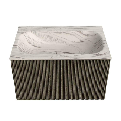 MONDIAZ KURVE-DLUX Meuble de salle de bains 70cm couleur Shadow avec 1 tiroir et 0 porte. Lavabo BIG SMALL Central 1 trou de robinet Nata.