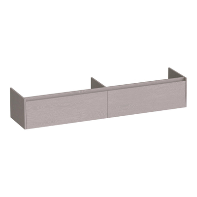 BRAUER Embrace wastafelonderkast - 198x35x45.5cm - 2 softclose lades - greeploos - 2 sifon uitsparingen - Timber Greige