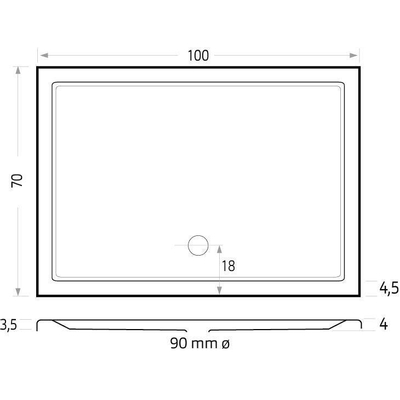 Xenz Mariana receveur de douche - 100x70x7 - Acrylique - blanc