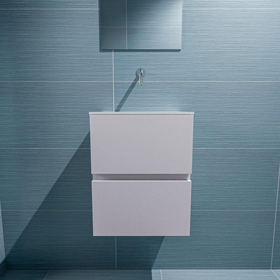 MONDIAZ ADA Toiletmeubel 40x30x50cm met 0 kraangaten 2 lades cale mat Wastafel Lex midden Solid Surface Wit