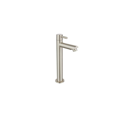 Fortifura Calvi - Ensemble lave-main avec robinet bas à poser, bonde non obturable et siphon design inox brossé pvd