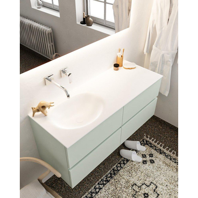 Mondiaz VICA ensemble de meuble de salle de bain - 120cm - meuble sous lavabo greey - 4 tiroirs - lavabo moon gauche - sans trou de robinet XL version 60cm haut