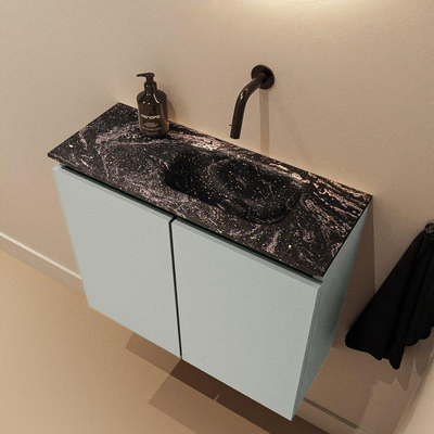 MONDIAZ TURE-DLUX Meuble de toilette 60 cm Greey. Lavabo EDEN Lava position à droite. Sans trou de robinet.