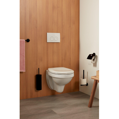 Haceka Kosmos Toiletrolhouder - met klep - mat zwart