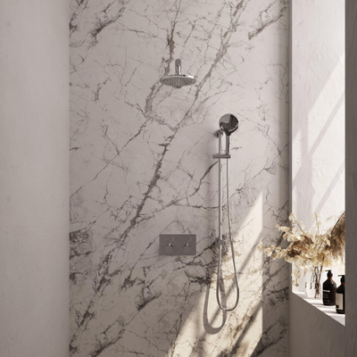 Brauer Chrome Edition douche thermostatique à effet pluie encastrée set 67 20cm pommeau de douche bras droit mural 3 positions douchette flexible intégré barre coulissante chrome