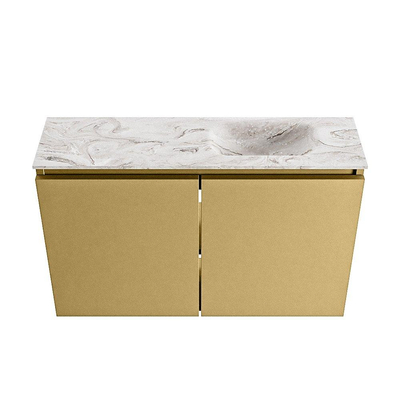 MONDIAZ TURE-DLUX Meuble de toilettes 80cm Oro. Lavabo EDEN Glace position droite. Sans trou de robinet.