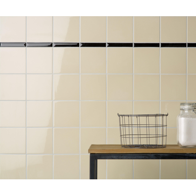 Mosa Foxtrot Bande de carrelage pour mur 3x15cm 6.8mm éclat blanc Noir