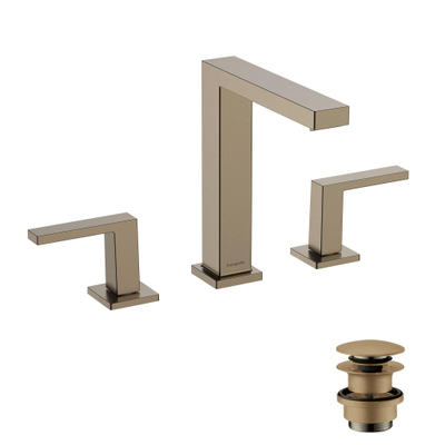 Hansgrohe Tecturis E 3-gats wastafelkraan - 150 met PushOpen - waste set - geborsteld brons