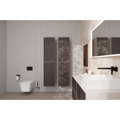 Hansgrohe Xevolos E Armoire haute - 176x40x37cm - 2 portes - façade dark oak - push to open - charnière à gauche - sand matt beige