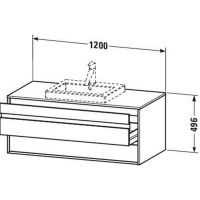 Duravit Ketho Meuble sous-lavabo avec 2 tiroirs l'un sous l'autre pour 1 lavabo encastrable 120x42.6x55cm basalte