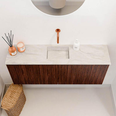 Mondiaz JOYA-DLUX 100cm toiletmeubel - kleur Ruby - Wastafel FAYE positie Midden Zonder kraangat kleur Ostra.