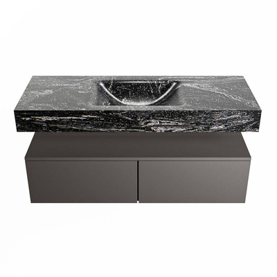 MONDIAZ ALAN - DLUX Badkamermeubelset - 120cm - onderkast - Dark grey - 2 lades - vrijhangende wastafel - wasbak midden - 1 kraangat - Lava