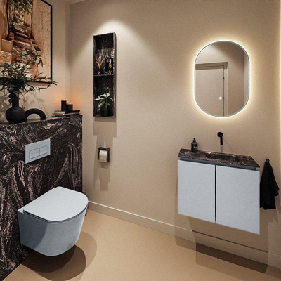 MONDIAZ TURE-DLUX 60cm toiletmeubel Clay. EDEN wastafel Lava positie rechts. Zonder kraangat.