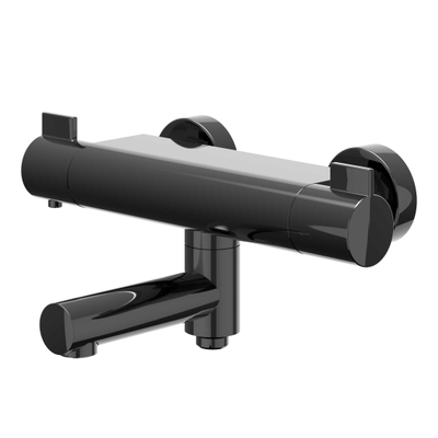 IVY Pact Badthermostaatkraan opbouw - draaibare baduitloop - omstel - Cooltouch - Zwart chroom PVD
