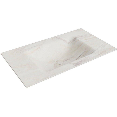 Mondiaz Grunne lavabo encastré - 80x46x1.2cm - 0 trous de robinet - 1 bassin Cloud au milieu - Solid surface Ostra (marbre)