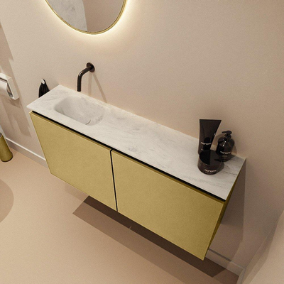 MONDIAZ TURE-DLUX 100cm toiletmeubel Oro. EDEN wastafel Opalo positie links. Zonder kraangat.