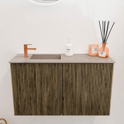 Mondiaz JOYA-DLUX 70cm toiletmeubel - kleur Dusk - Wastafel FAYE positie Links 1 kraangat kleur Saba.