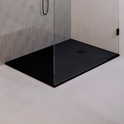 BRAUER Asteroid Douchebak 90x140 incl. antislip en antibacterieel mineraalmarmer mat zwart