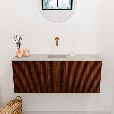 Mondiaz JOYA-DLUX Meuble de salle de bains 100cm - couleur Ruby - Vasque FAYE position Milieu Sans trou de robinet couleur Glace