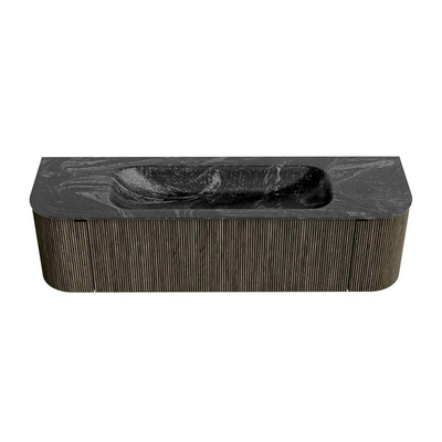 Mondiaz KURVE-DLUX Badkamermeubelset - 160x46x40cm - 1 lade - 2 deuren - wastafel solid surface - midden - 1 kraangat - Shadow