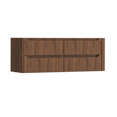 H&R Badmeubelen Juice Wastafelonderkast - 140x45x50cm - rechterhoek afgerond - 4 lades - geïntegreerde greep - Dark oak