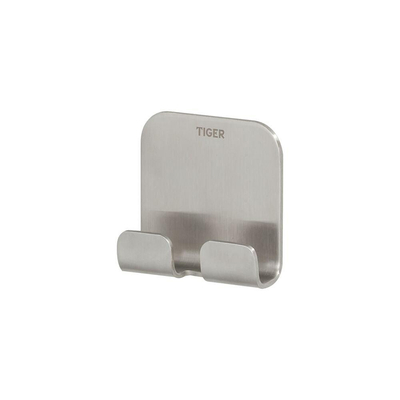 Tiger Colar Ensemble d’accessoires pour toilettes - porte-rouleau de papier toilette - sans couvercle - porte-balai de WC - patère - autocollant - acier inoxydable brossé