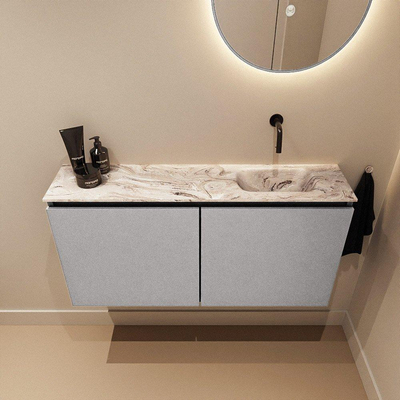 MONDIAZ TURE-DLUX meuble WC 100 cm Plata. EDEN lavabo Glace position droite. Sans trou de robinet.