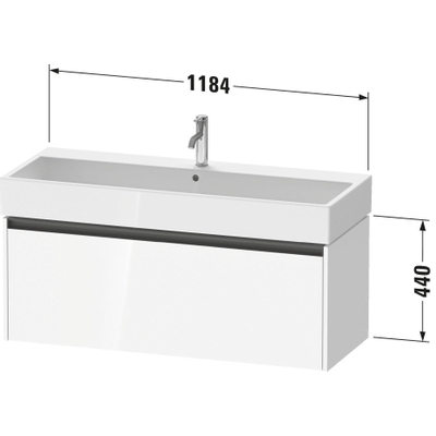 Duravit ketho 2 meuble de lavabo avec 1 tiroir pour lavabo simple 118.4x46x44cm avec poignée anthracite blanc mat
