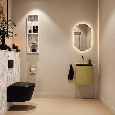 MONDIAZ TURE-DLUX Meuble de toilettes 40 cm Oro. EDEN vasque Glace position centrale. Sans trou de robinet.