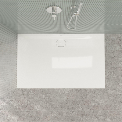 Villeroy & Boch Ecora douchebak - 160x100x3.5cm - afvoer lange zijde - white alpine (wit)
