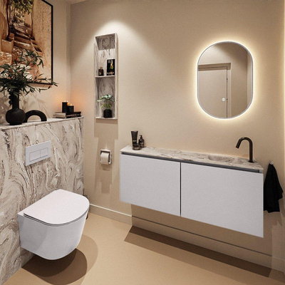 MONDIAZ TURE-DLUX 120cm toiletmeubel Cale. EDEN wastafel Glace positie rechts. Met 1 kraangat.