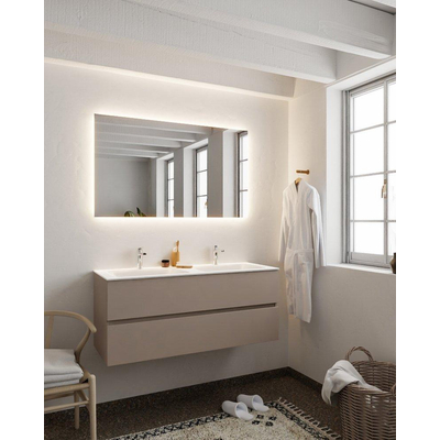 MONDIAZ VICA Ensemble de meuble salle de bain - 120cm - 2 tiroirs - lavabo Cloud double - 2 trous de robinet - solid surface smoke