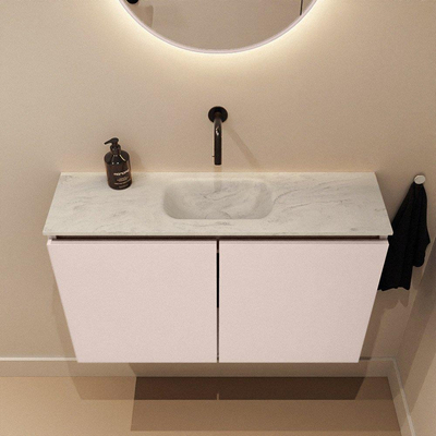 MONDIAZ TURE-DLUX 80cm toiletmeubel Rosee. EDEN wastafel Opalo positie midden. Zonder kraangat.